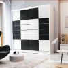 Obrazek Szafa Aruba 203 cm biały/czarny/białe szkło