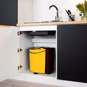 Obrazek Szafka kuchenna Denis d15 cargo + kosz czarny mat/biały 