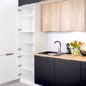 Obrazek Szafka kuchenna Denis d15 cargo + kosz czarny mat/biały 