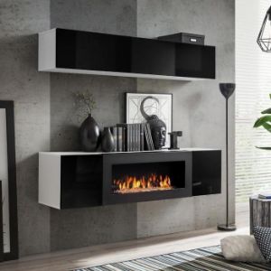 Obrazek Meblościanka + Biokominek Fly N1 Czarny 
