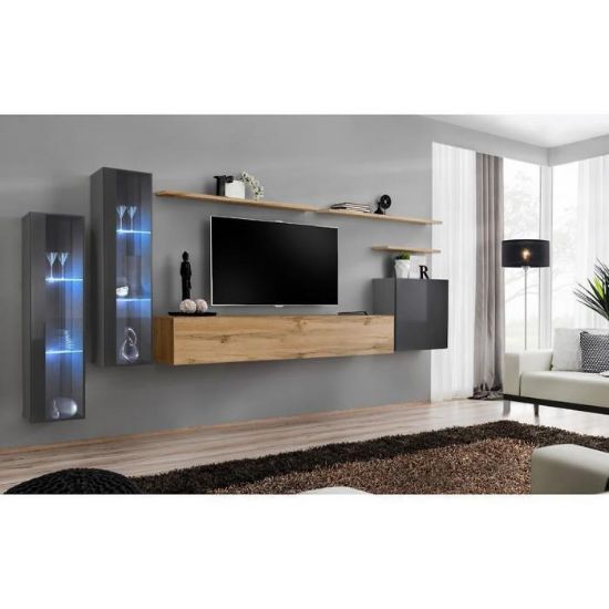 Obrazek Meblościanka Switch Szkło+LED XI Grafit/Wotan