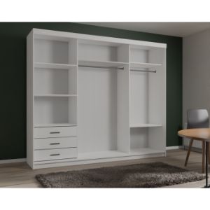 Obrazek Szafa Lux 250 Biała/ 1 x Lustro/ 2 x Biały Połysk