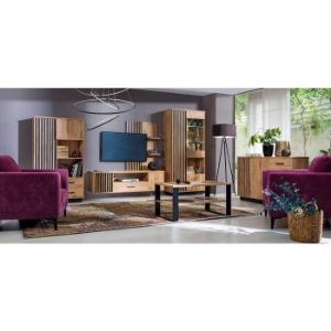 Obrazek Półka Sole LA12 dąb wotan/czarny mat