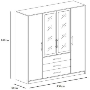 Obrazek Szafa Bali D4 Butelkowa Zieleń/Lustro