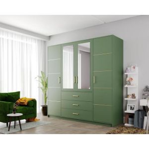 Obrazek Szafa Bali D4 Butelkowa Zieleń/Lustro