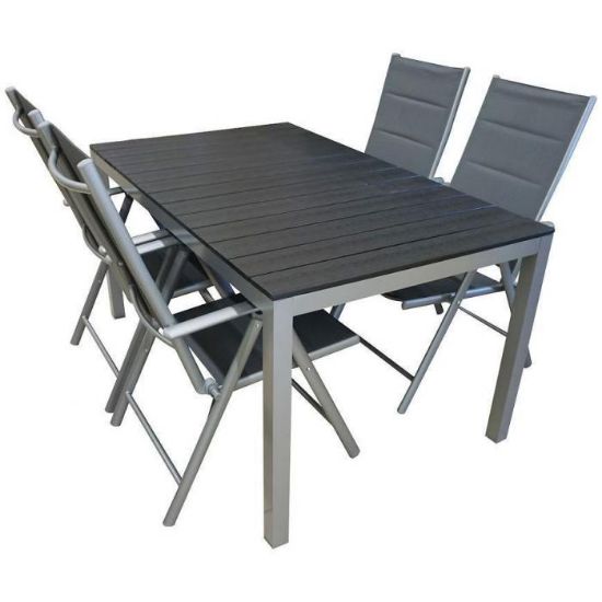 Obrazek Komplet stół Polywood + 4 krzesła pozycyjne szare