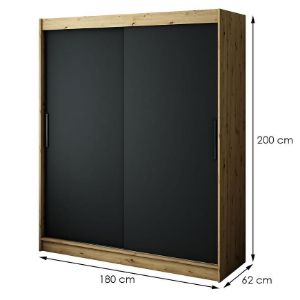 Obrazek Szafa Halifax T 180 Dąb Artisan/Czarny