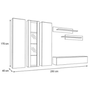 Obrazek Meblościanka Fly C4+Szkło Biały/czarny