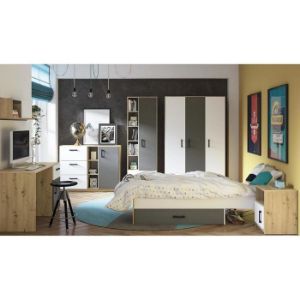 Obrazek Łóżko 96 plus stelaż Fini 09 dąb artisan/biały/antrac