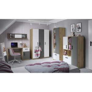 Obrazek Łóżko 96 plus stelaż Fini 09 dąb artisan/biały/antrac