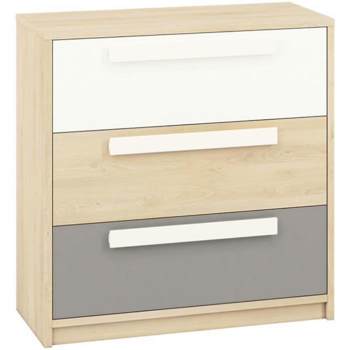 Komoda 10 Drop Buk Fjord/Biały/Szara Platyna