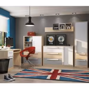 Obrazek Komoda 10 Drop Buk Fjord/Biały/Szara Platyna