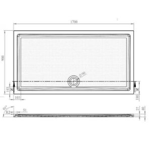 Obrazek Brodzik prostokątny Tek 170x90x4