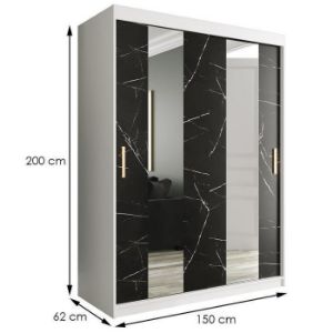 Obrazek  Szafa Marmur Pole 150 Biały/Marmur Czarny 