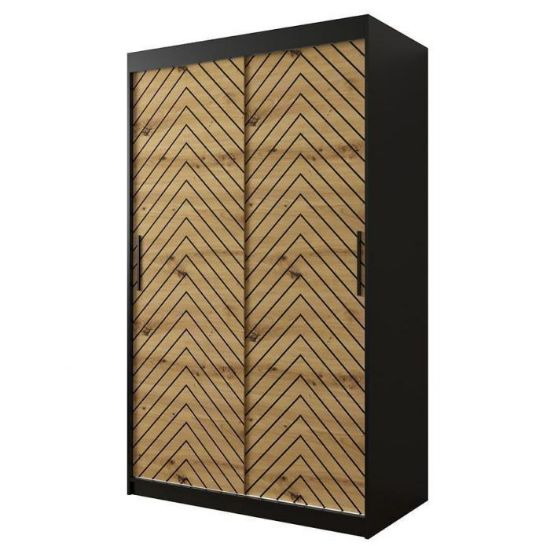 Obrazek Szafa Jodełka 1 120 Czarny/Dąb Artisan/Czarny