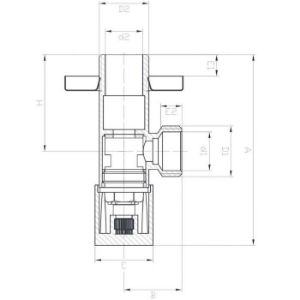 Obrazek Zawór kątowy z głowicą ceramiczną 1/2"X3/8" złoty 