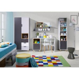 Obrazek Szafa Joker 1 120 Biały/Grafit/Szary/Dąb Lefkas