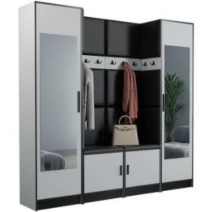 Obrazek Garderoba Roj 18 biała + Madryt 1100 ekoskóra czarna