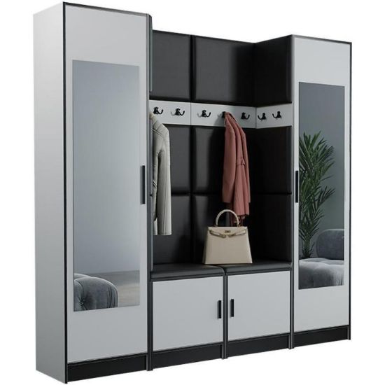 Obrazek Garderoba Roj 18 biała + Madryt 1100 ekoskóra czarna