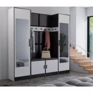 Obrazek Garderoba Roj 18 biała + Madryt 1100 ekoskóra czarna