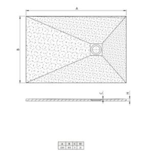 Obrazek Brodzik prostokątny Opal 120/80/2.6 szary