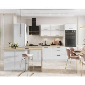 Obrazek Szafka kuchenna Emily W60/68 Slim Pl z czarnym okapem biały groszek 