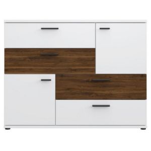 Obrazek Komoda Skive Biały Połysk/Orzech Bakersfield