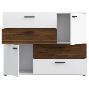 Obrazek Komoda Skive Biały Połysk/Orzech Bakersfield