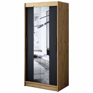 Obrazek Szafa Halifax T1 100 Dąb Artisan/Czarny/Lustro