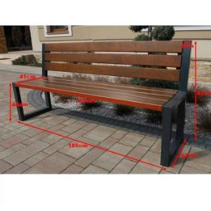 Obrazek  Ławka nowoczesna z oparciem bez podłokietników drewno naturalne 