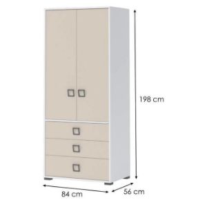 Obrazek Szafa 2D3S Kiki G23-BE/KI-01 white/sand