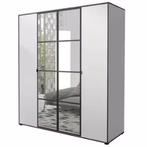 Obrazek Szafa Oslo I 180 Biały/Czarny/Lustro