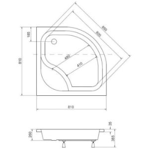 Obrazek Brodzik półokrągły Diper I 80X80X24/35