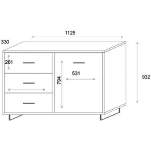 Obrazek Komoda Bari 3S1F oak artisan/grafit/white