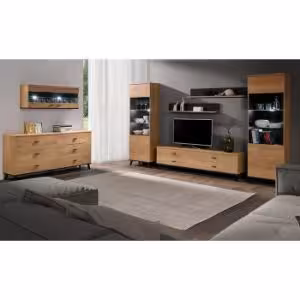 Obrazek Szafka RTV 6 John dąb lefkas/czarny