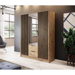 Obrazek Szafa Nelly 3d Lustro Artisan/Lamela Czarna