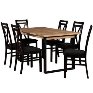 Obrazek Zestaw stół i krzesła Gracja 1+6 st st42 150x85+48 +W114 wotan/czarny