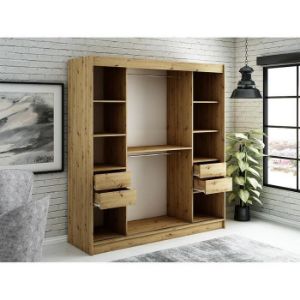 Obrazek Szafa Halifax T1 200 Dąb Artisan/Czarny/Lustro