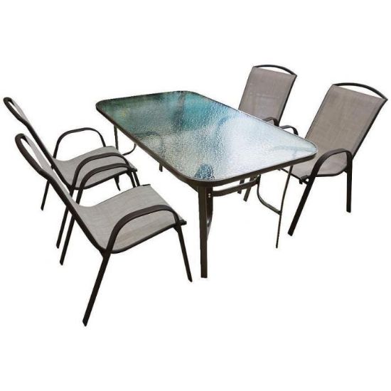 Obrazek Komplet stół szklany + 4 krzesła beżowe