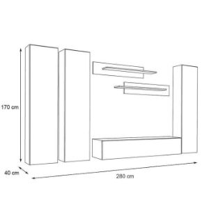 Obrazek Meblościanka Fly C1 czarny/Biały