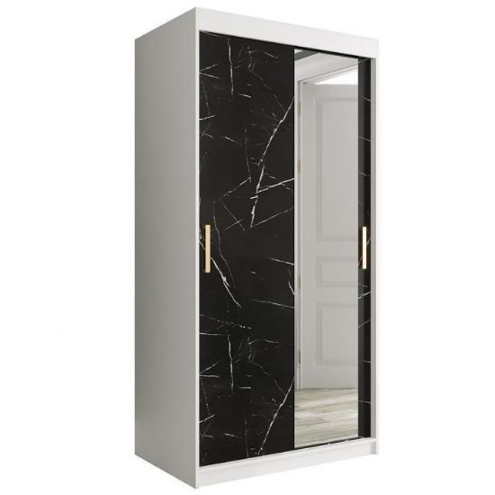 Obrazek Szafa Marmur T2 100 Biały/Marmur Czarny