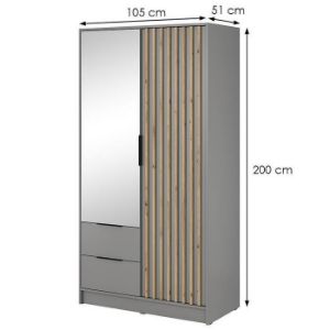Obrazek Szafa Nelly 2d Lustro Szary/Lamela Artisan