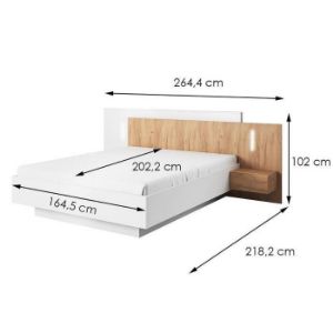 Obrazek  Łóżko Ze Stolikami I Oświetleniem 3d B Biały/Dąb Craft 