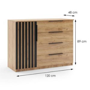 Obrazek Komoda Sorento II 120 craft złoty/czarny