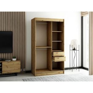 Obrazek Szafa Lamelo 2 120 Dąb Artisan/Czarny/Lustro