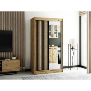 Obrazek Szafa Lamelo 2 120 Dąb Artisan/Czarny/Lustro