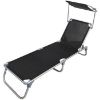Obrazek Leżak plażowy z daszkiem czarny
