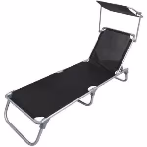 Obrazek Leżak plażowy z daszkiem czarny