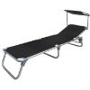Obrazek Leżak plażowy z daszkiem czarny
