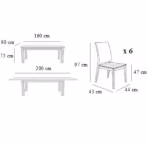 Obrazek Zestaw stół i krzesła Manchester 1+6 ST28 160/90+40L orzech jasny W75 tap.A2